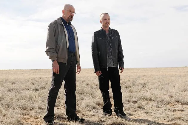 From left, Breaking Bad’s Walter White (Bryan Cranston) with “protégé” Jesse Pinkman (Aaron Paul)