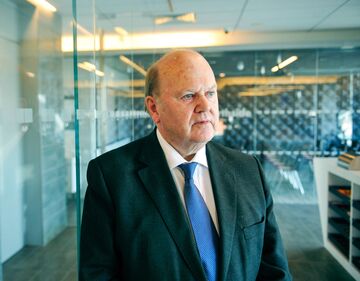 Michael Noonan, Ireland's finance minister, poses for a photograph following a Bloomberg Television interview in Dublin, Ireland, on Tuesday, Aug. 30, 2016. Noonan on Tuesday vowed to fight a European Commission ruling that could force the world's richest company to pay it at least 13 billion euros ($14.5 billion), more than twice the country's entire 2015 corporate tax take and equivalent to about $3,000 for every man, woman and child. Photographer: Aidan Crawley/Bloomberg