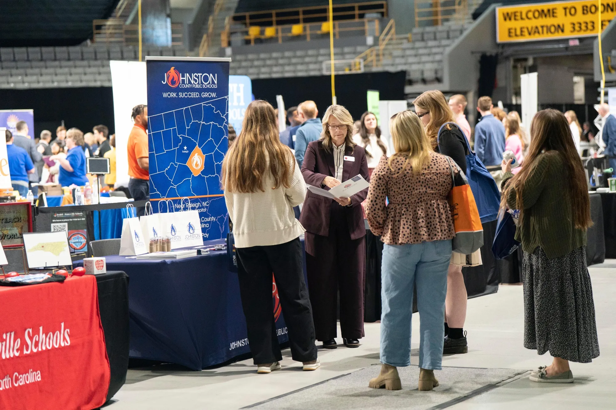 Jobseekers at an internship and job fair in Boone, North Carolina.