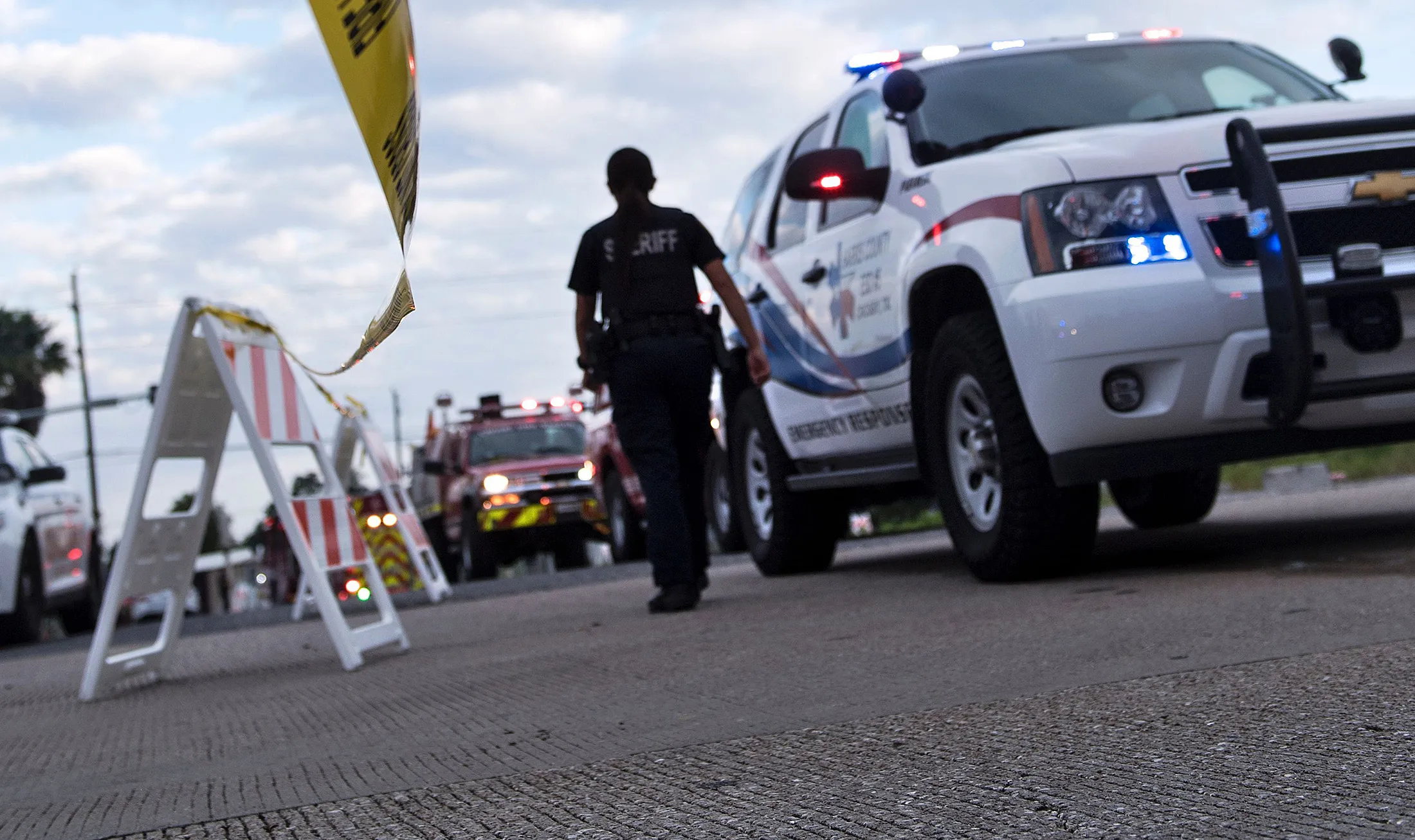 A roadblock near the Arkema Group plant Aug. 31.

