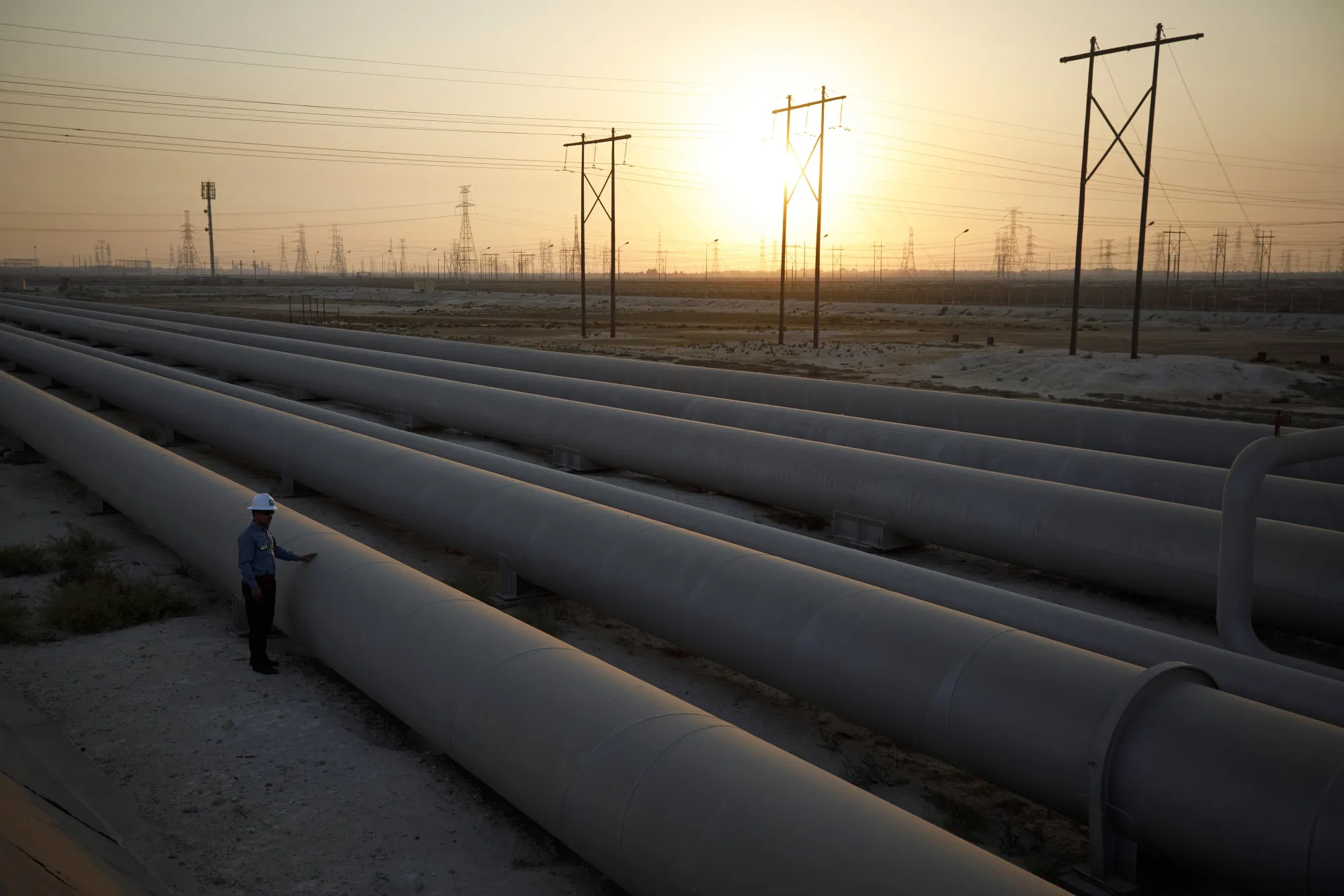Oil transport pipes in Saudi Arabia.