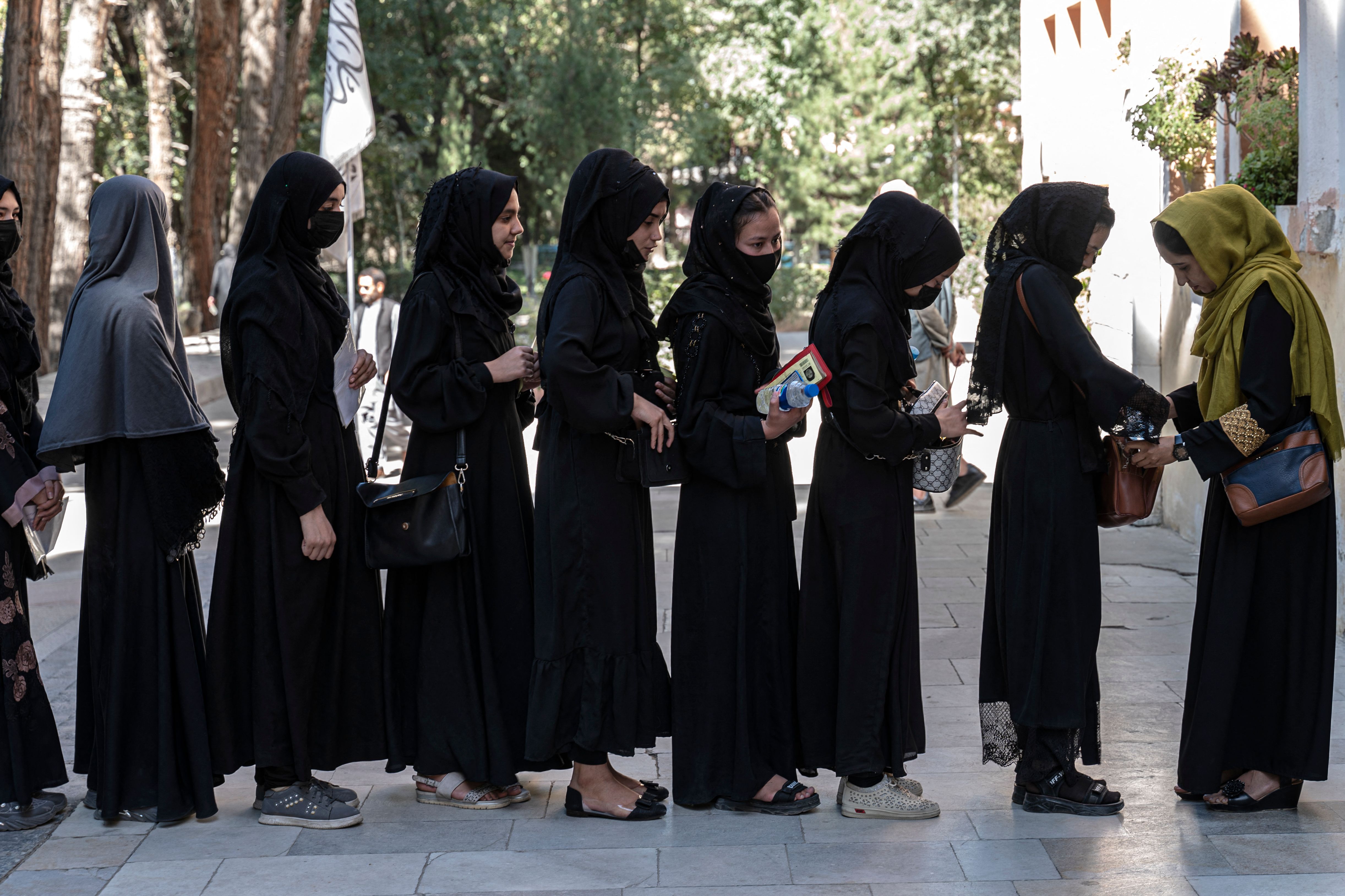 Female students arrive&nbsp;for entrance exams at the Kabul University on October 13.&nbsp;