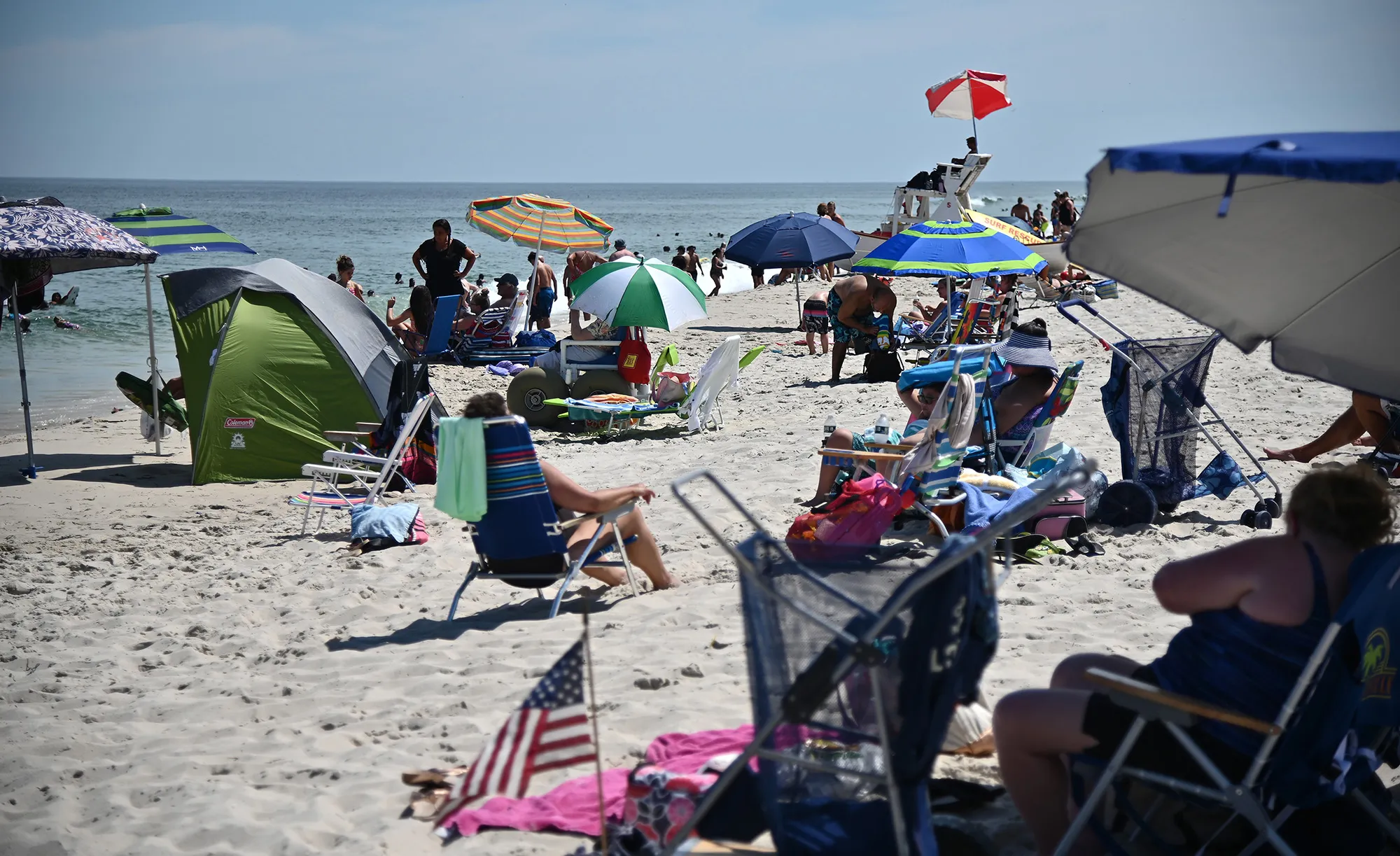 Beachgoers enjoy the weather at Island Beach State Park in Berkeley Township, New Jersey&nbsp;on July 27.&nbsp;