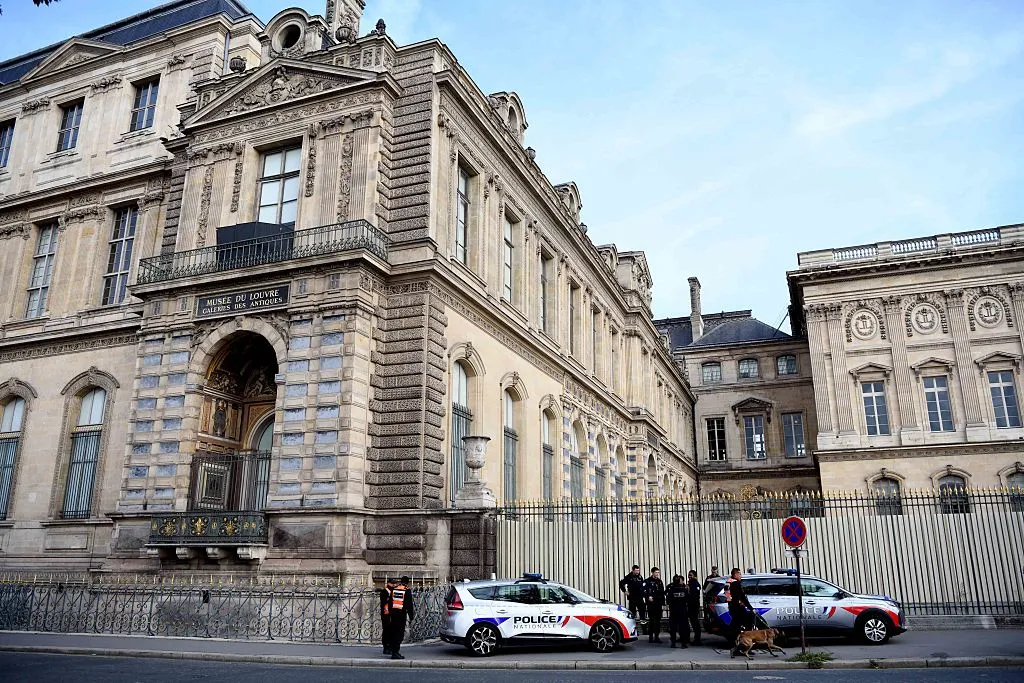 Police officers&nbsp;at the Louvre Museum following the heist on Oct. 22.