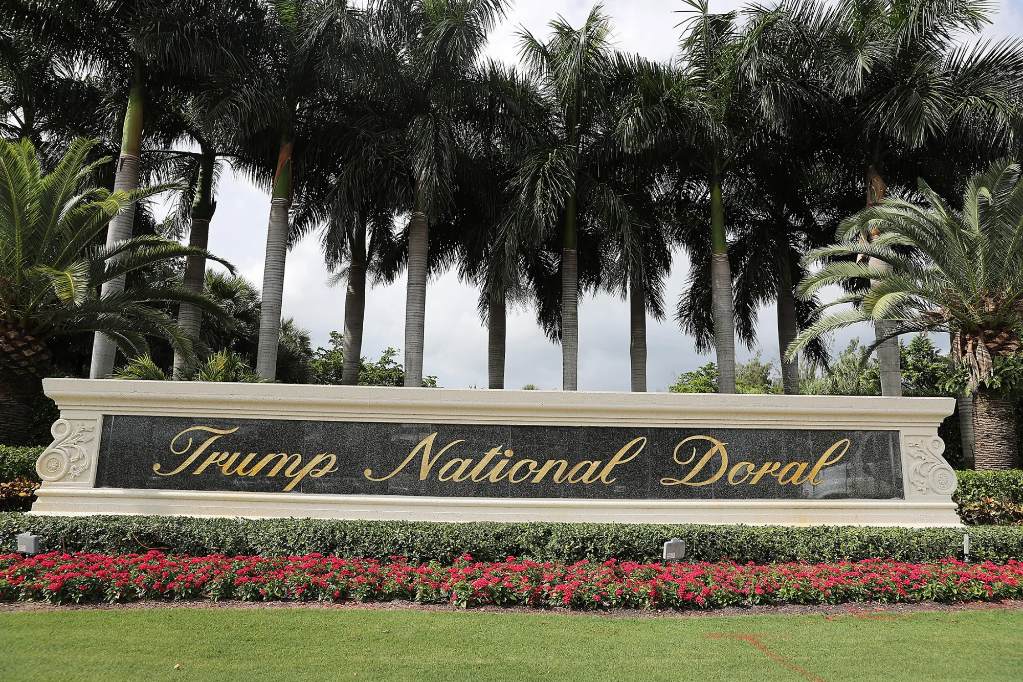 The front entrance to the Trump National Doral golf resort in Doral, Florida, in 2019.
