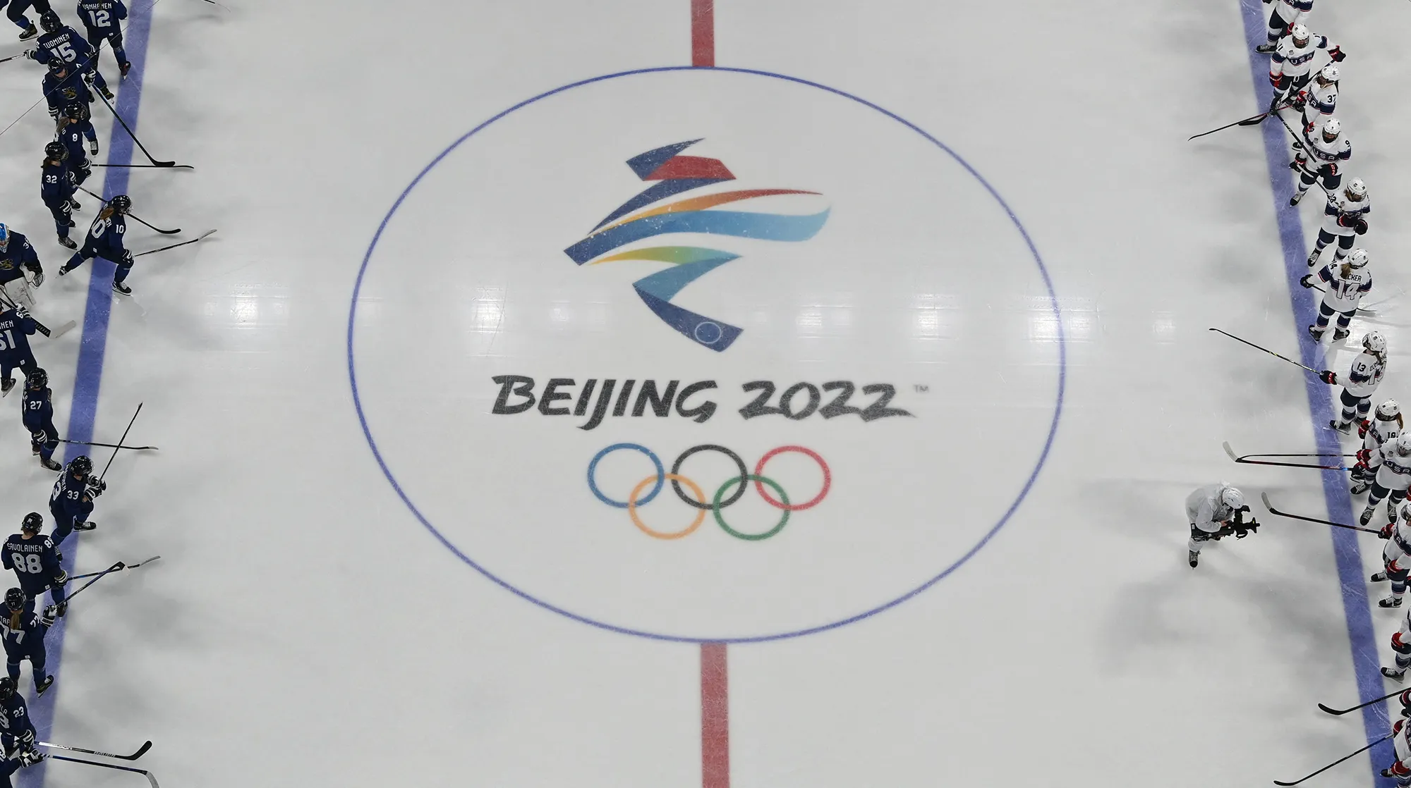 A women's preliminary round group A match of the Beijing 2022 Winter Olympic Games ice hockey competition, at the Wukesong Sports Centre in Beijing on Feb.&nbsp;3.&nbsp;