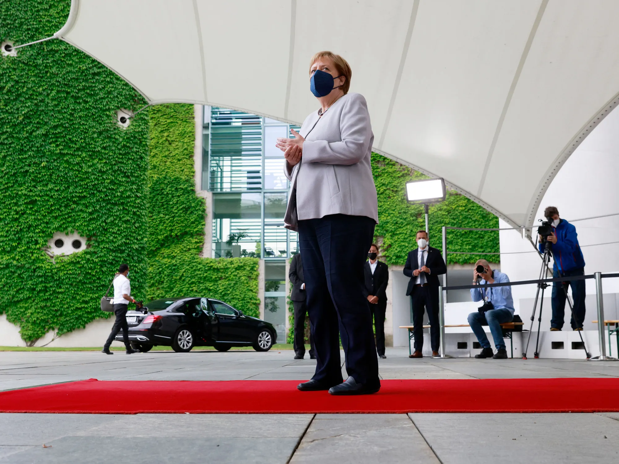 Angela Merkel outside the chancellery in Berlin on June 22.