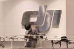Drones in the DJI flagship store in Shanghai.