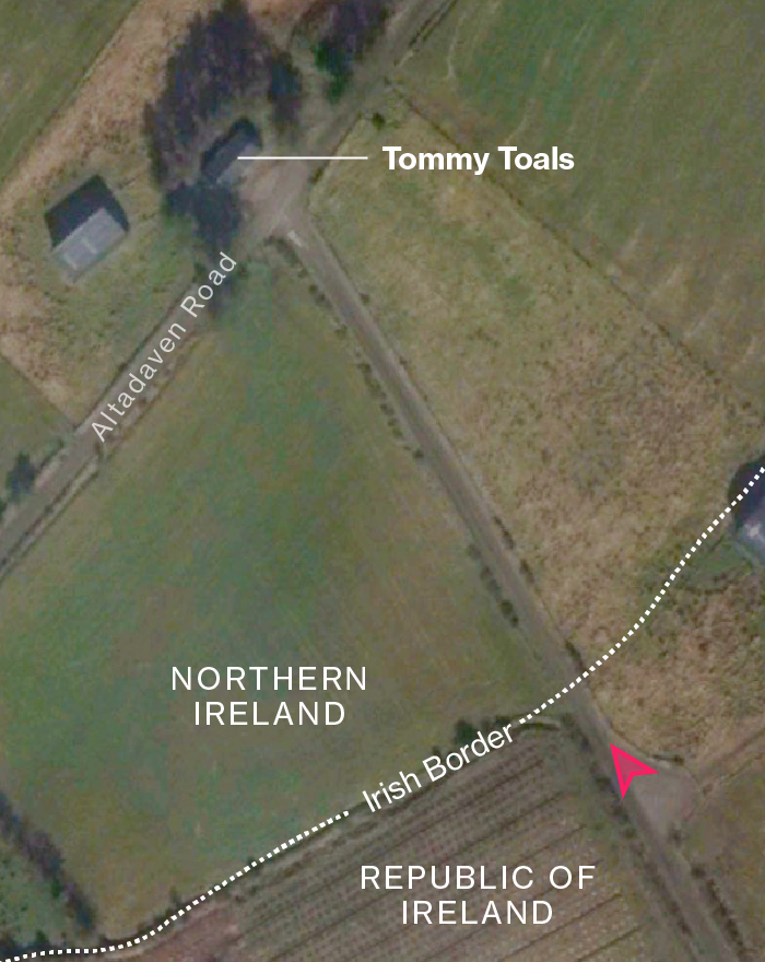 Map showing location of Tommy Toals