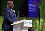 Democratic Republic of Congo's President Felix Tshisekedi delivers his message during a session on Action on Forests and Land Use, during the UN Climate Change Conference COP26 in Glasgow, Scotland, Tuesday, Nov. 2, 2021. (Paul Ellis/Pool Photo via AP)