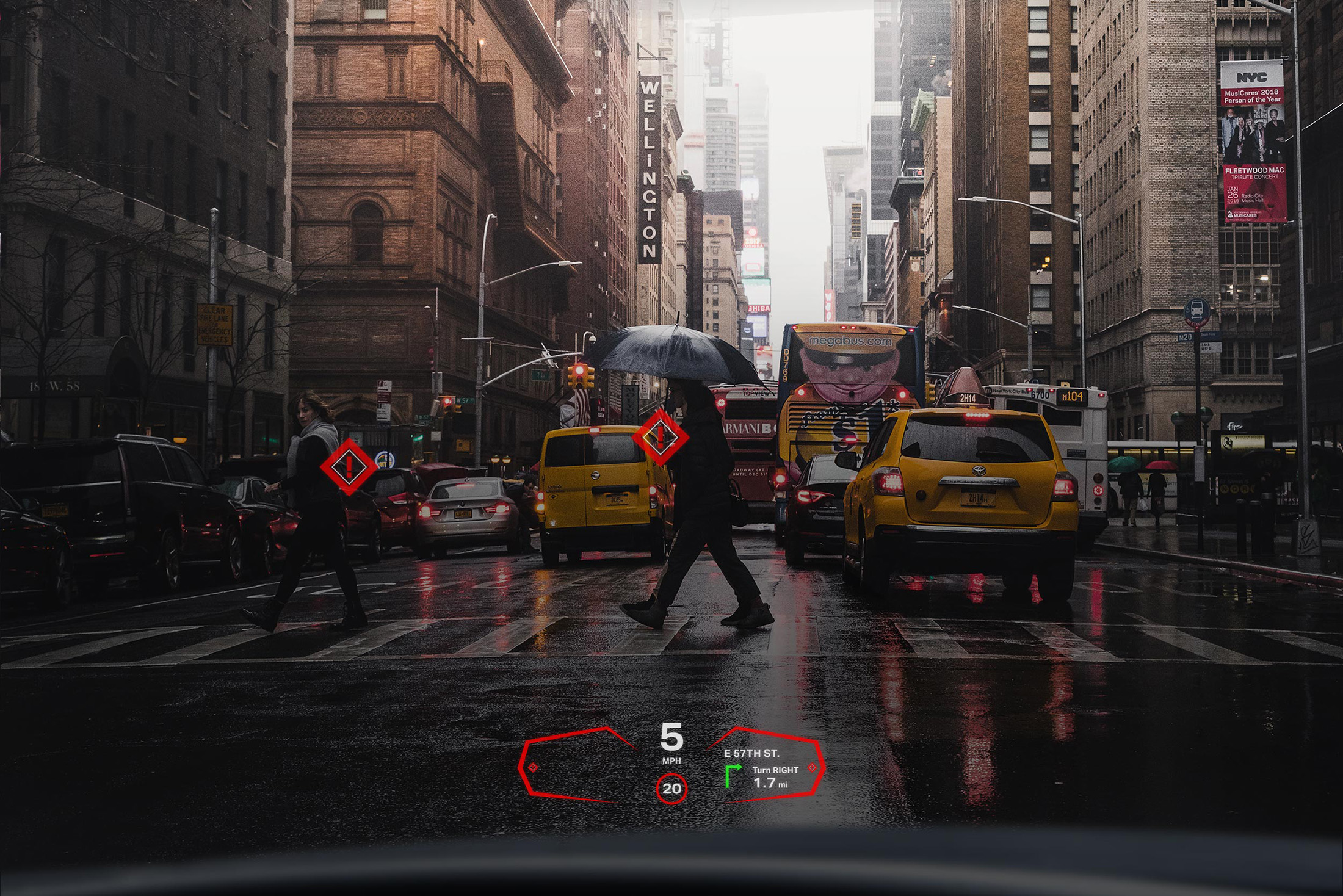 Envisics’s head-up display on a vehicle windshield.