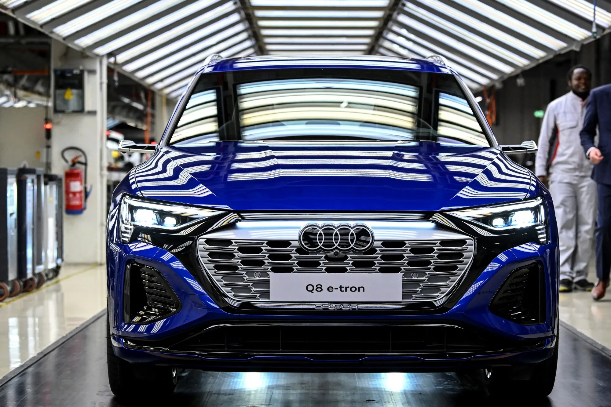 A Q8 e-tron electric vehicle at the Audi plant near Brussels.