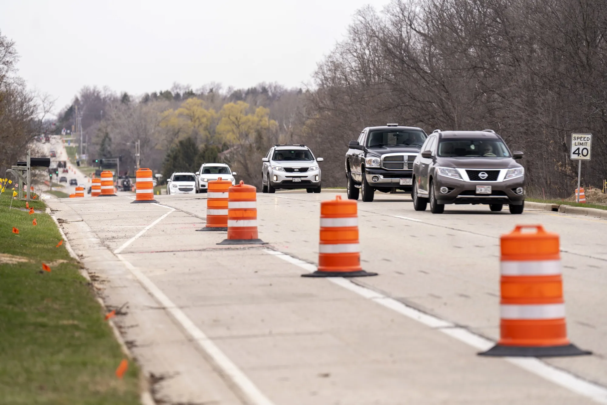 A stretch of Moorland Road in Waukesha County, Wisconsin. An upcoming phase of construction on the interstate connector is caught up in uncertainty, as much of the funding was expected to come from the federal government.