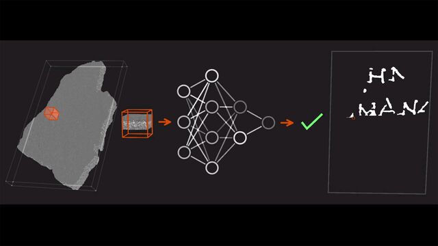 An algorithm that can detect tiny amounts of ink on each little piece of a scroll fragment can then combine that data into a unified, legible simulation of how the scroll might have appeared back in 79 A.D.