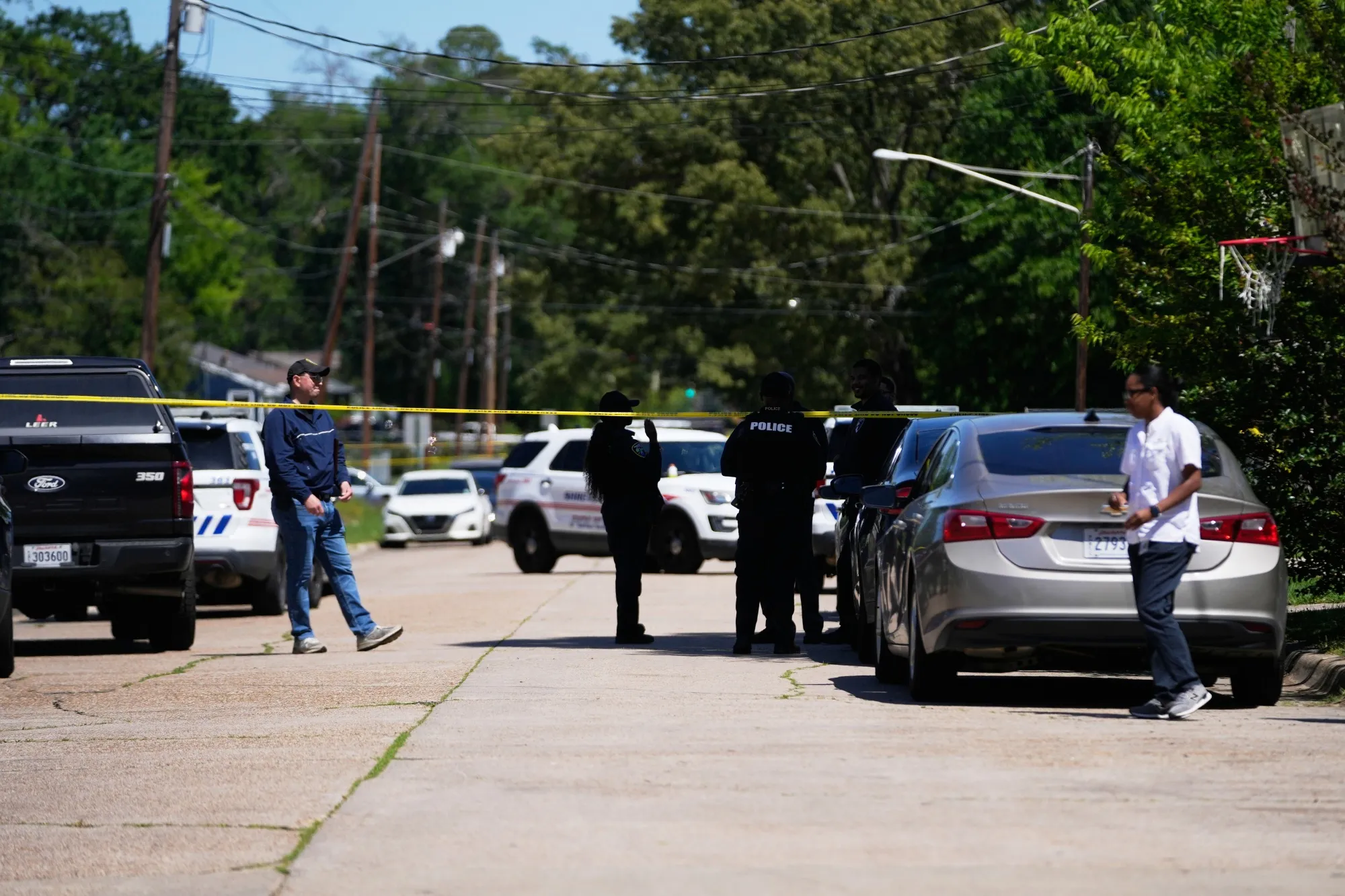 Police tape runs across 79th Street following the incident in Shreveport, La., April 19.
