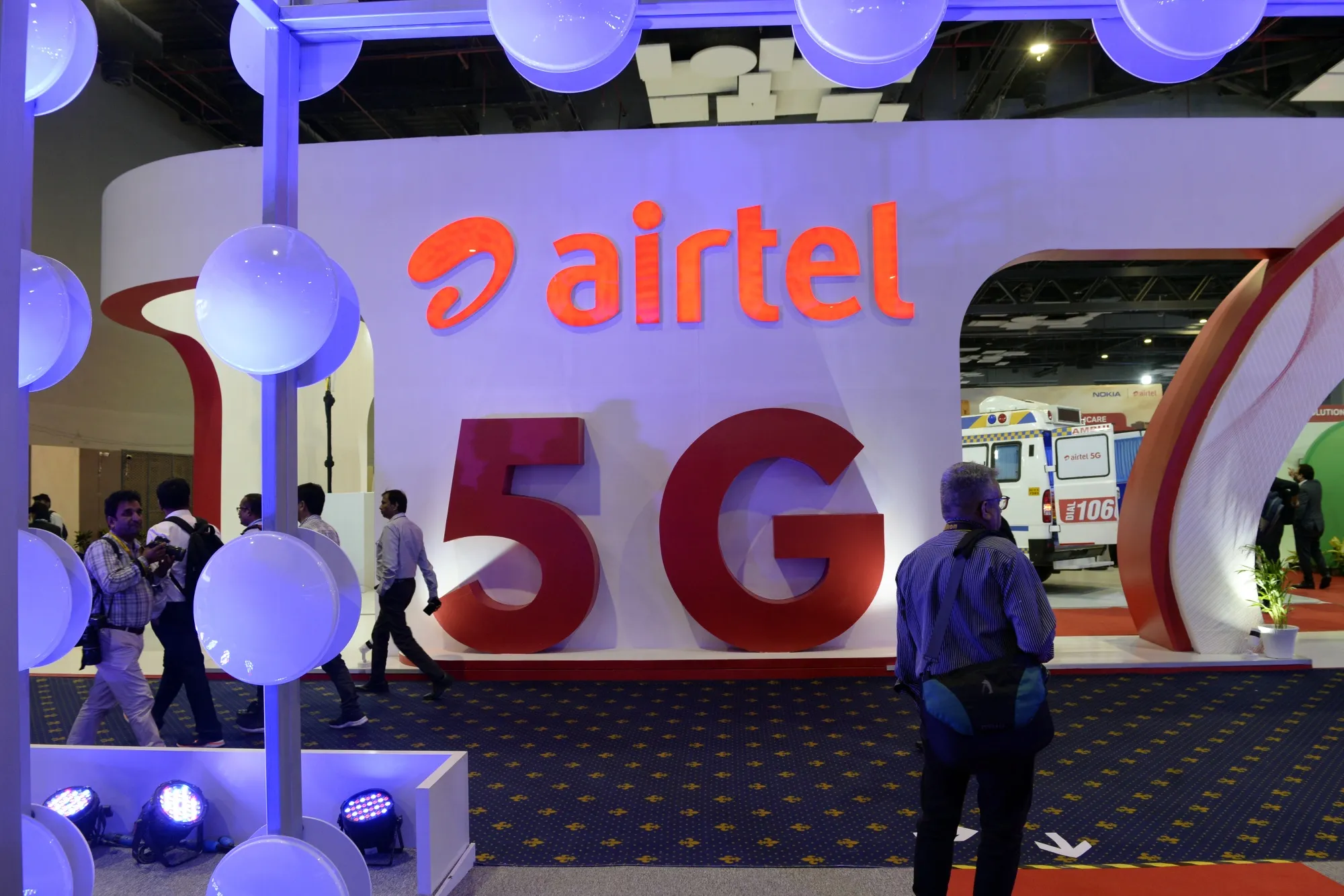 The Bharti Airtel Ltd. booth at India Mobile Congress 2022 in New Delhi.