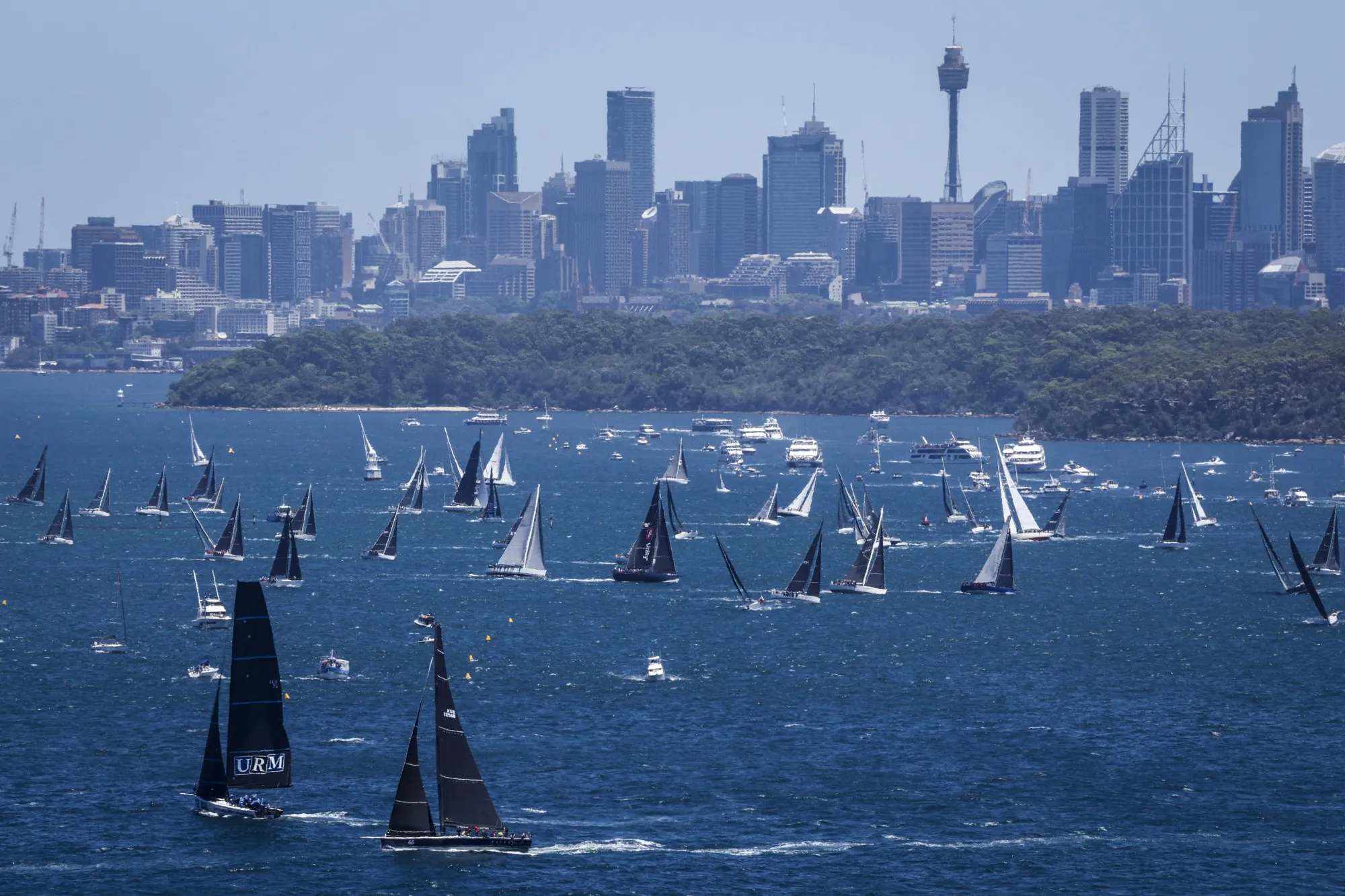 Yachts compete during the start of the annual Sydney to Hobart yacht race on Boxing Day at Sydney Harbour on Dec.&nbsp;26.