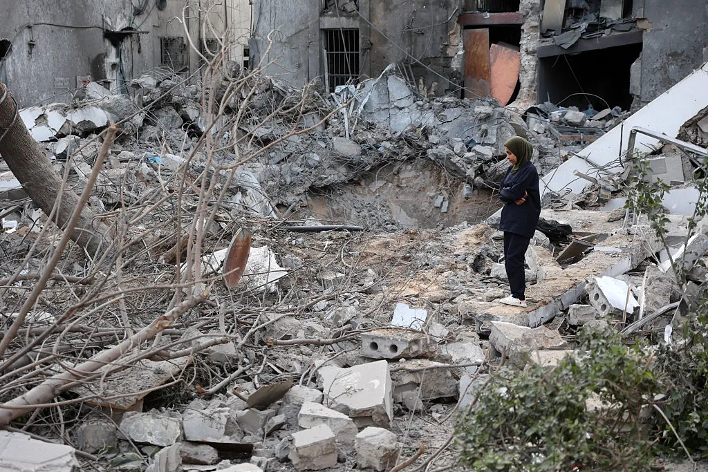 The aftermath of an Israeli strike on the Al-Ahli hospital&nbsp;in Gaza City, on April 13.