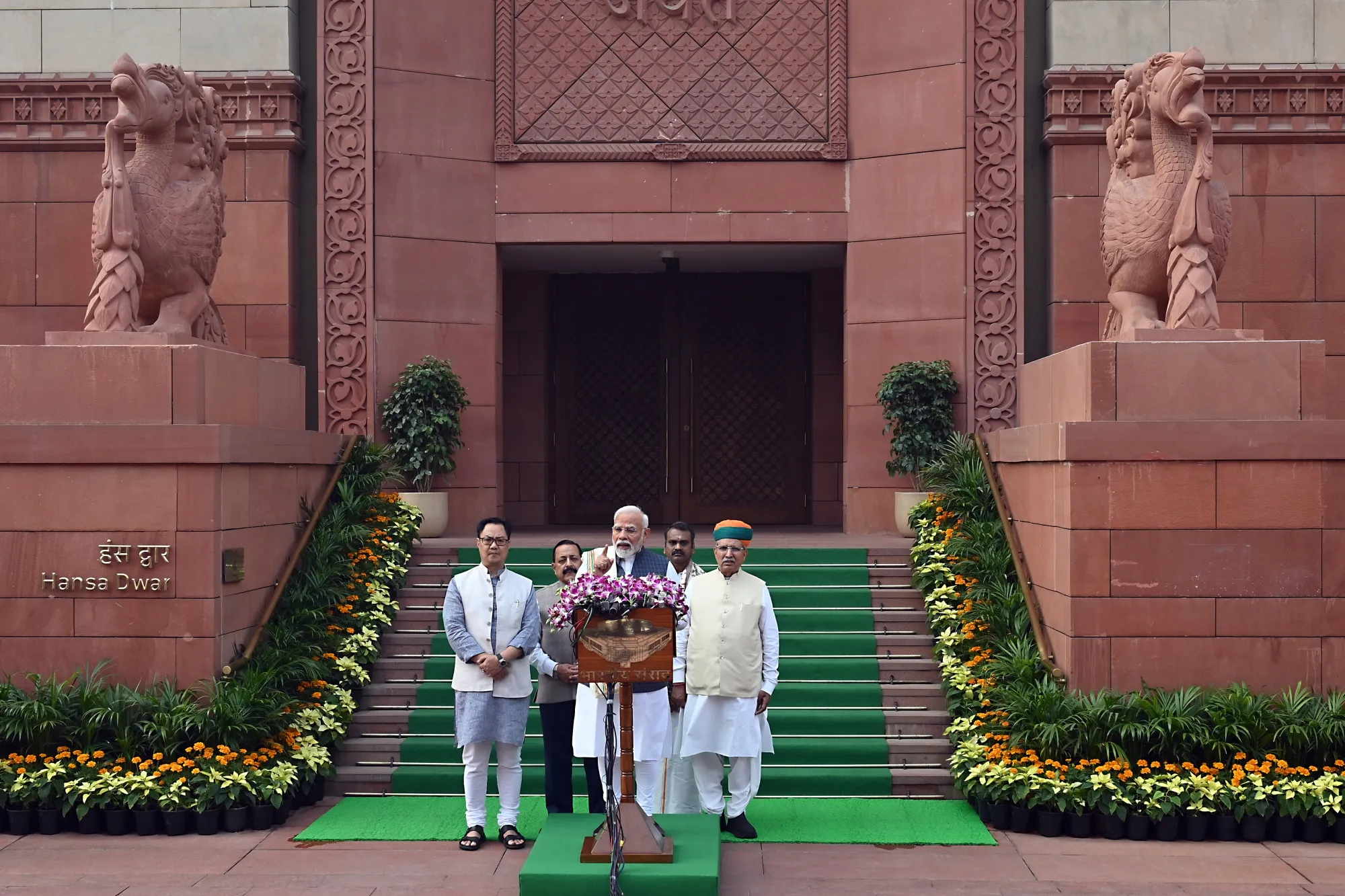 Narendra Modi at Parliament House in New Delhi.