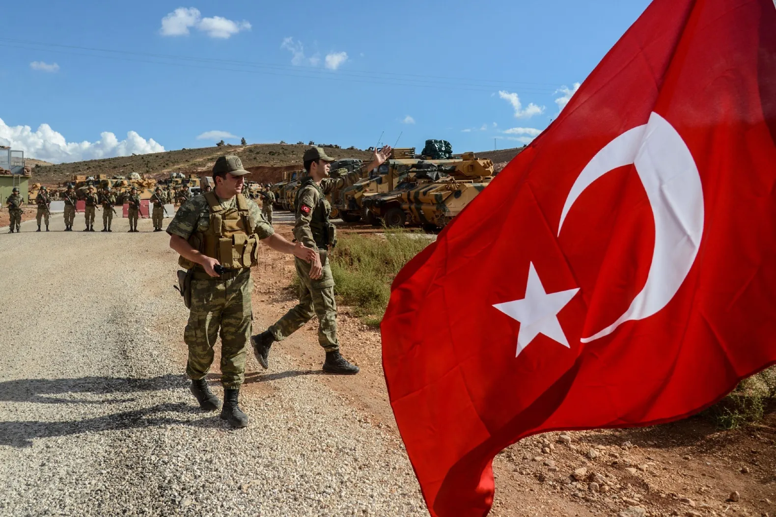Turkish soldiers near the Turkey-Syria border in 2017.