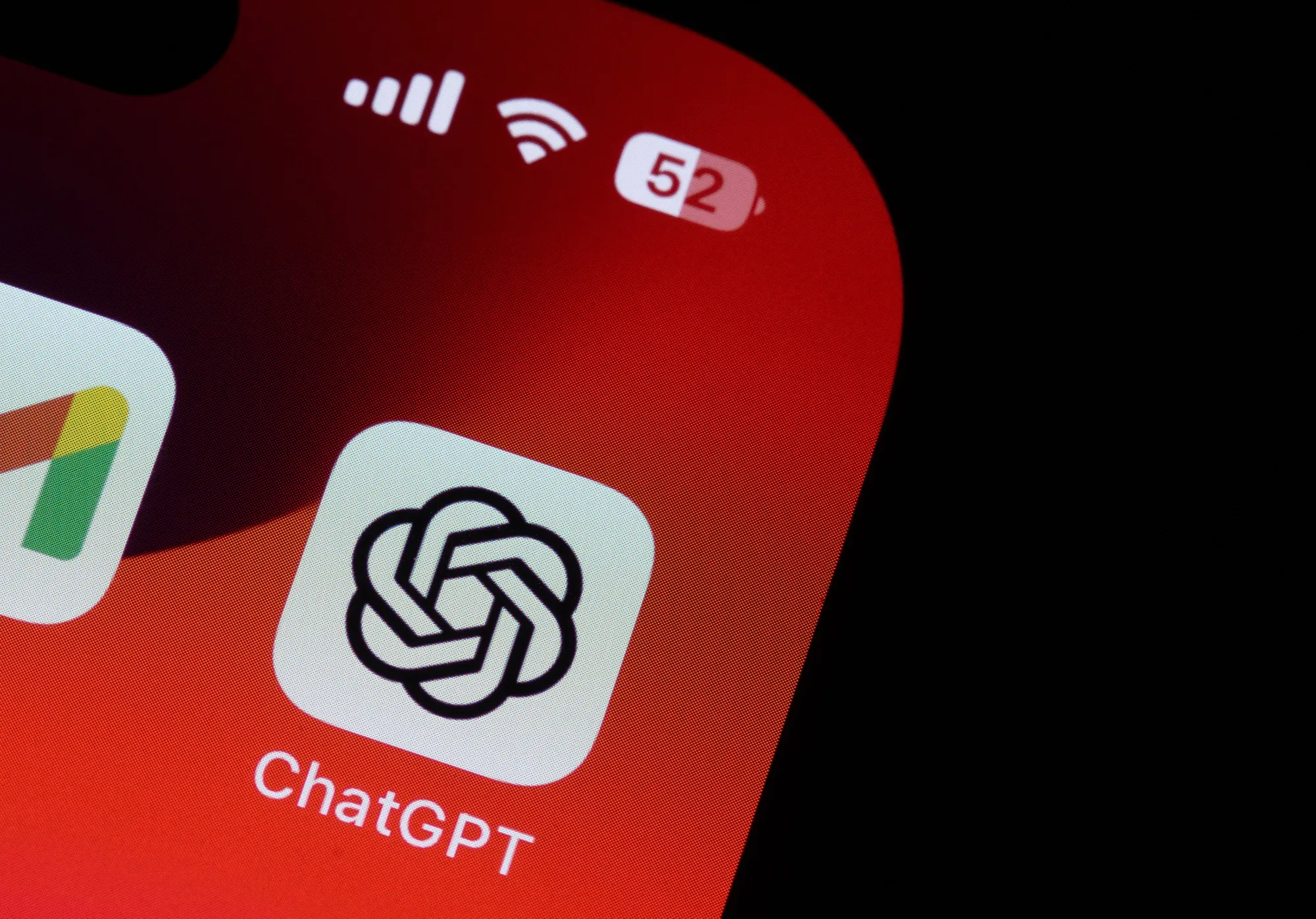 The ChatGPT app on a smartphone.