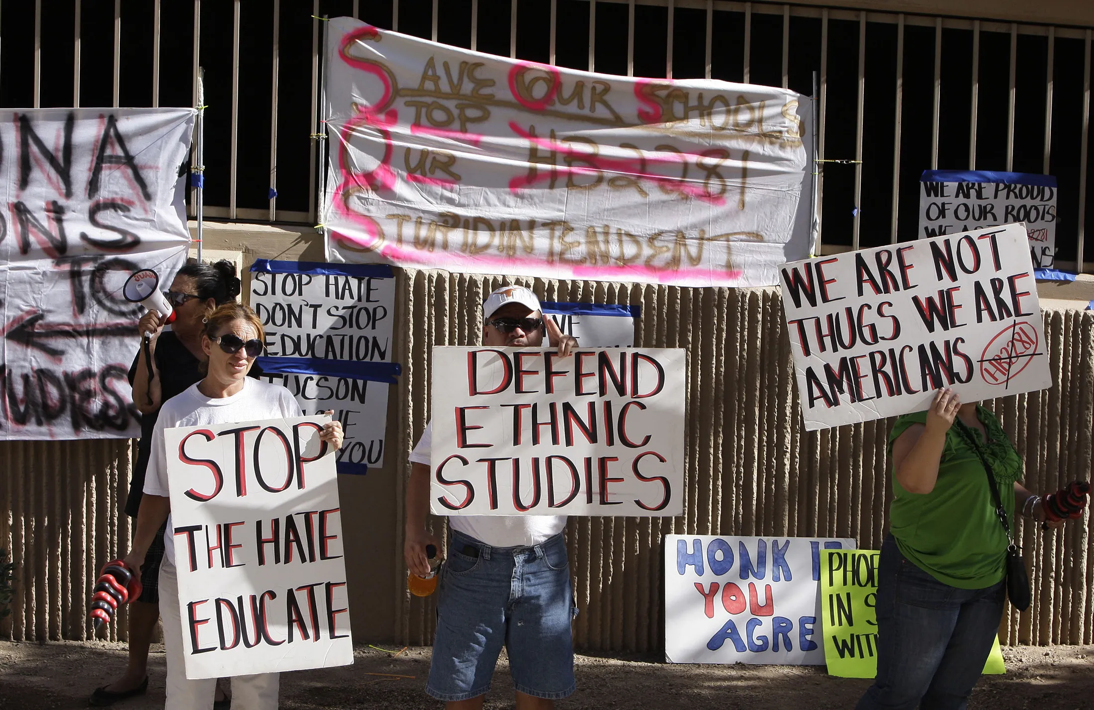 Protesters gather to support the Tucson Unified School District in Phoenix in 2011.