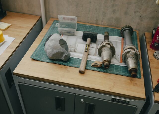 Sculpting tools at Quarra Stone in Sun Prairie, Wisconsin.