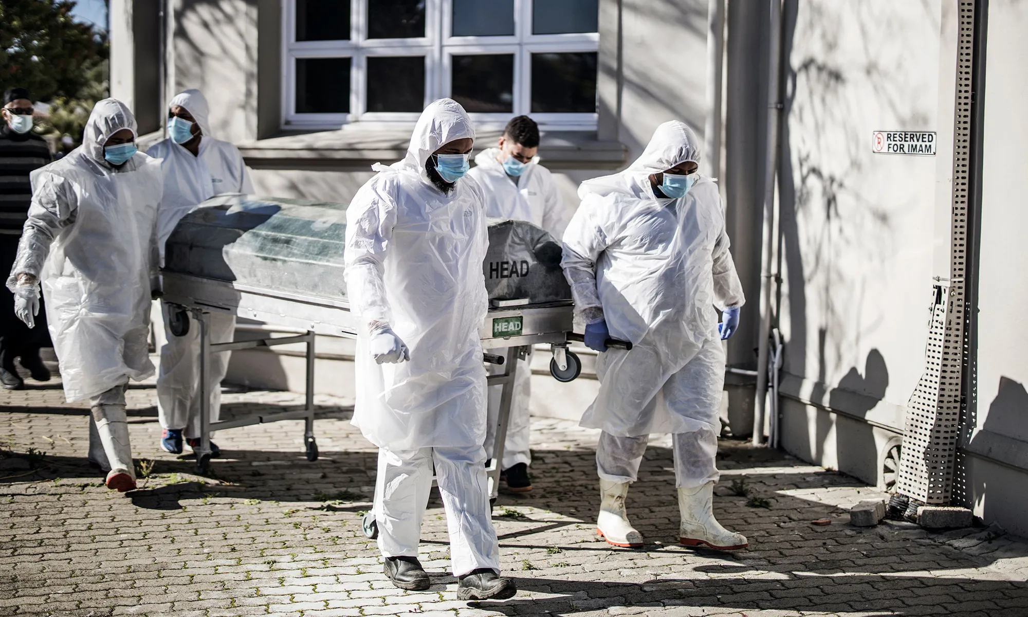 Funeral proceedings for a Covid-19 coronavirus victim in Cape Town, in June 2020.&nbsp;