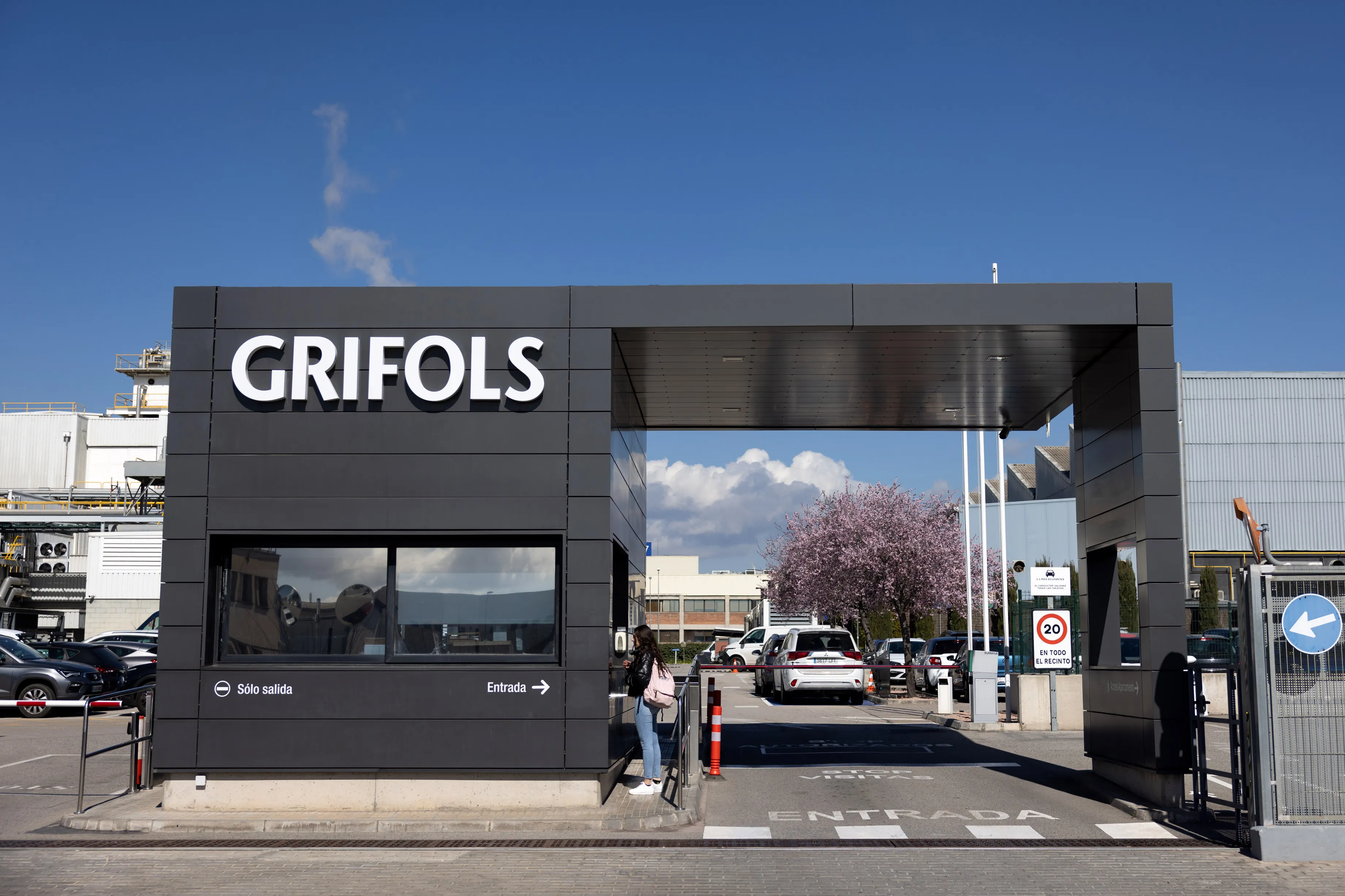 An entrance to a Grifols facility in Barcelona.