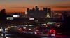 The evening rush hour commute flows past downtown Los Angeles, California on Dec. 3.