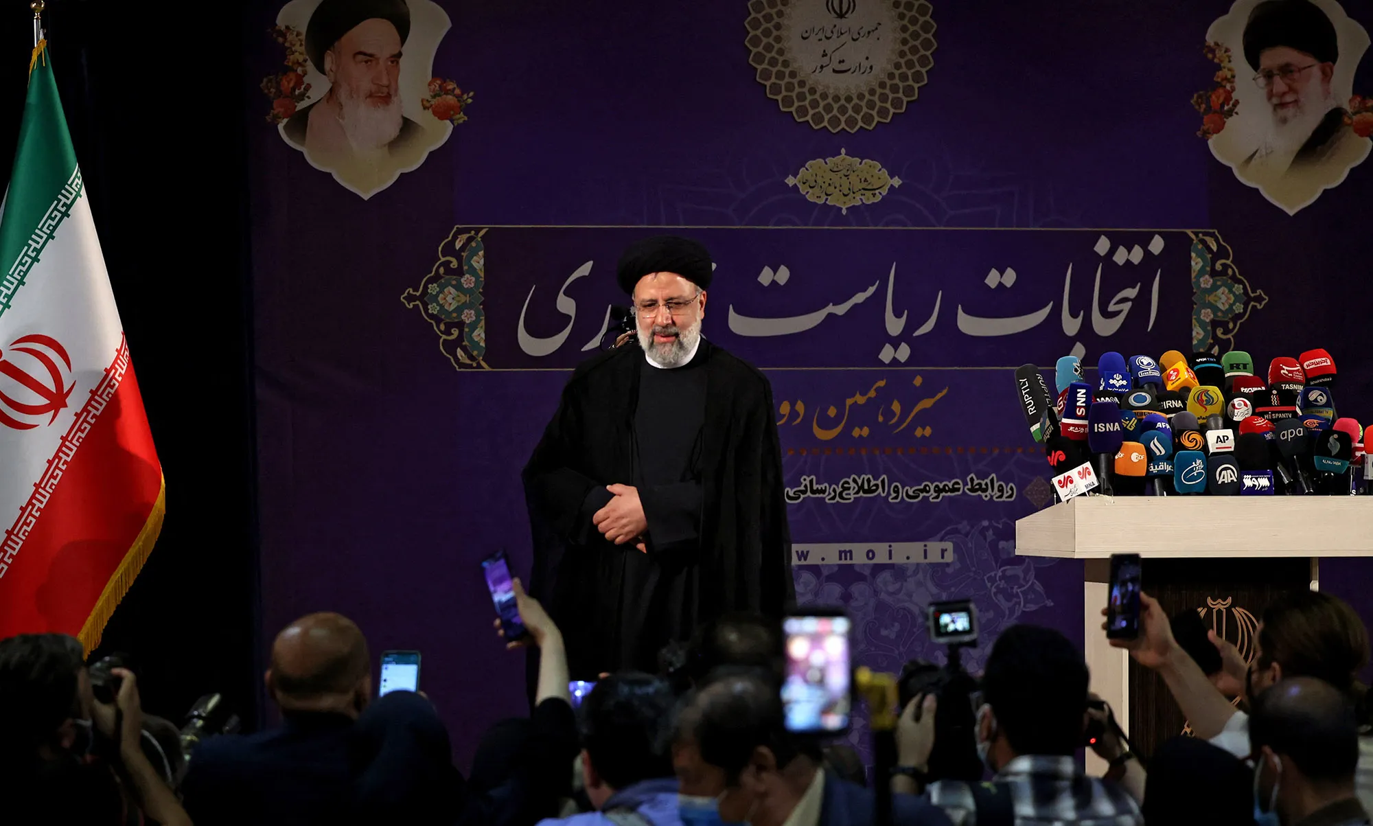 Ebrahim Raisi after registering his candidacy for Iran's presidential elections, in Tehran, on May 15.