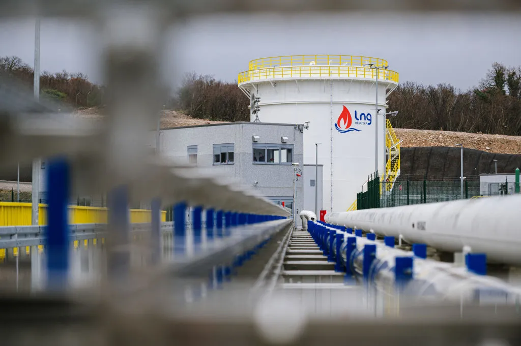 A storage silo at the liquid natural gas (LNG) terminal, operated by LNG Croatia LLC, in Krk, Croatia, on Monday, Jan. 25, 2021.&nbsp;