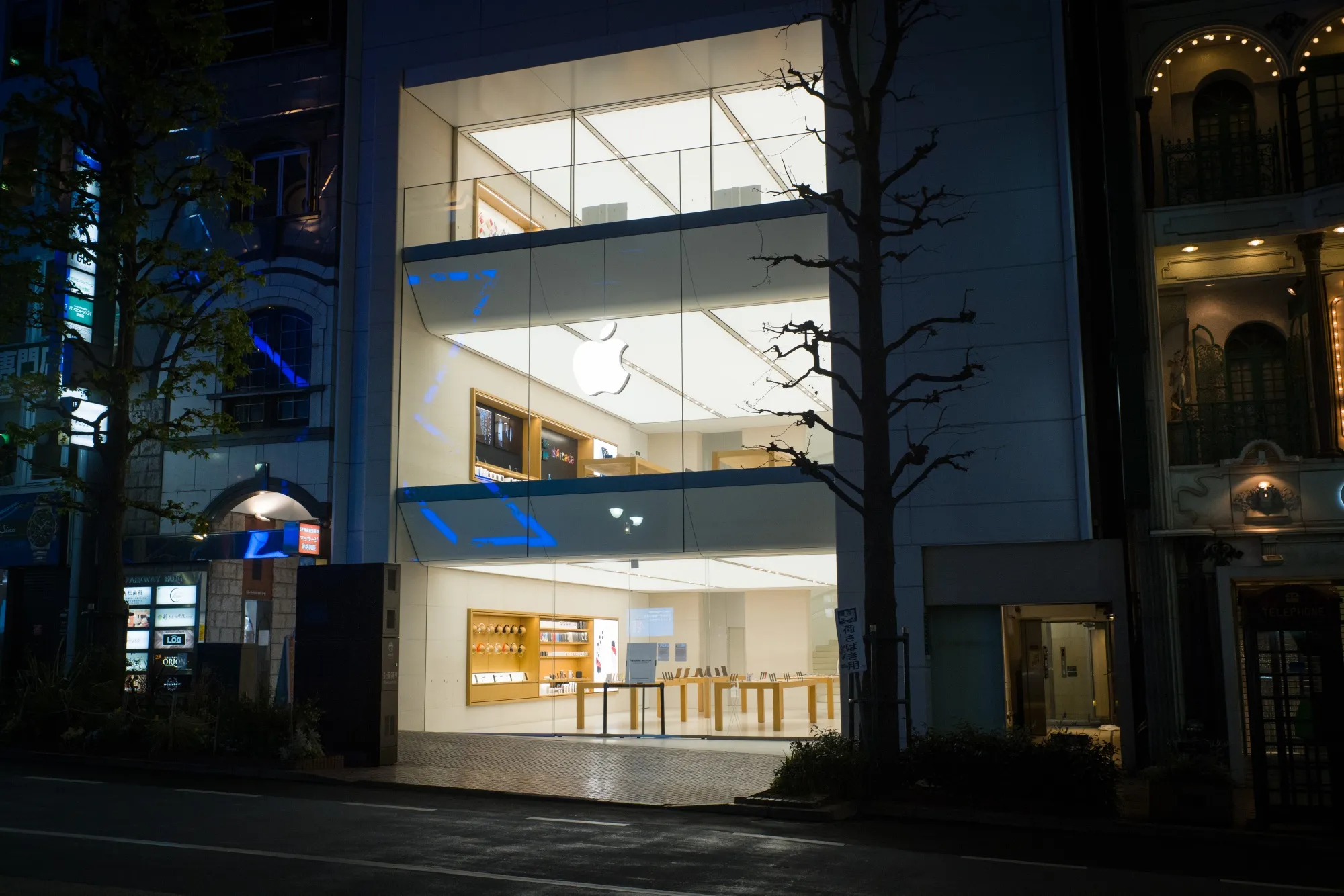 A closed Apple store in the Shibuya district of Tokyo, April 12.