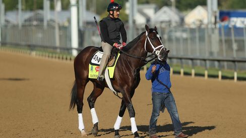 Materiality on the track during the morning training for the Kentucky Derby at Churchill Downs on April 29, 2015 in Louisville.