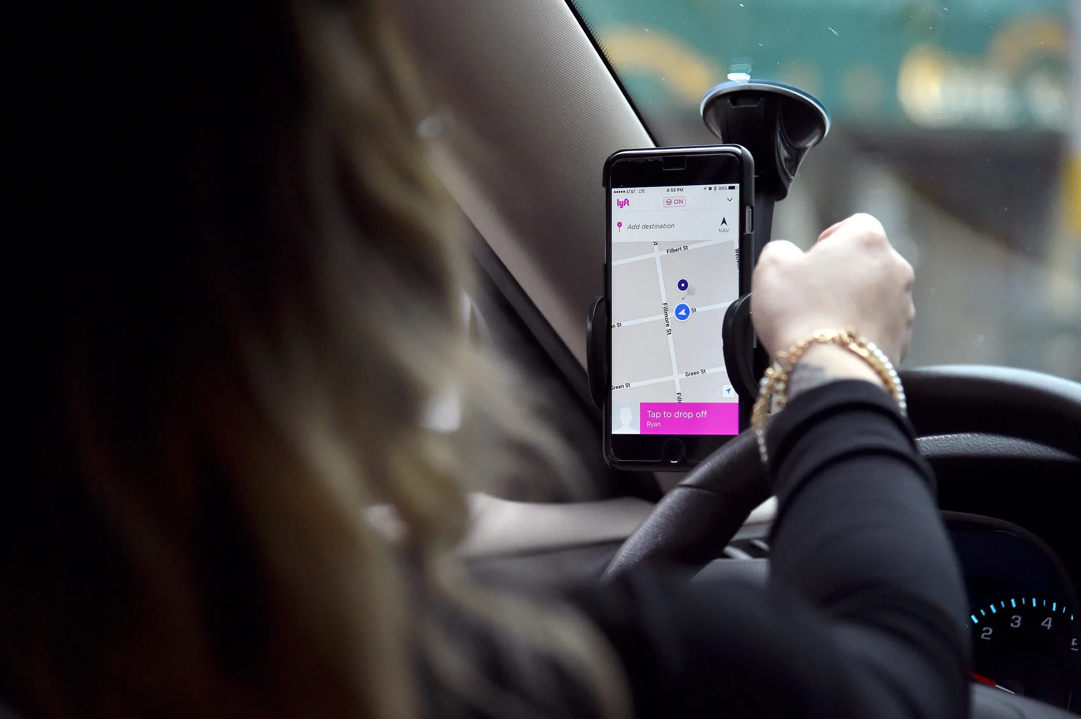 Lyft at its San Francisco Headquarters showcasing Lyft cars, the Glowstache, the Lyft app, Lyft passengers and drivers on February 3, 2016 in San Francisco, California.
