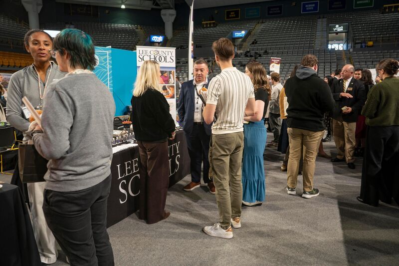 Jobseekers at an internship and job fair in Boone, North Carolina.