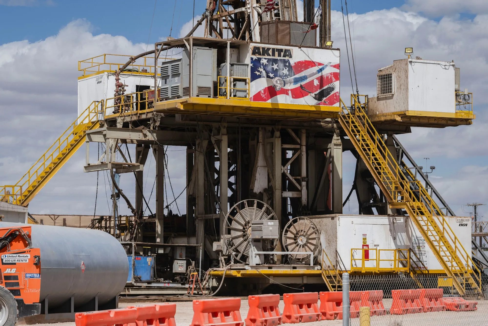 An Akita&nbsp;Drilling Ltd. oil rig in Midland, Texas. The Permian Basin is North America’s most prolific shale patch.