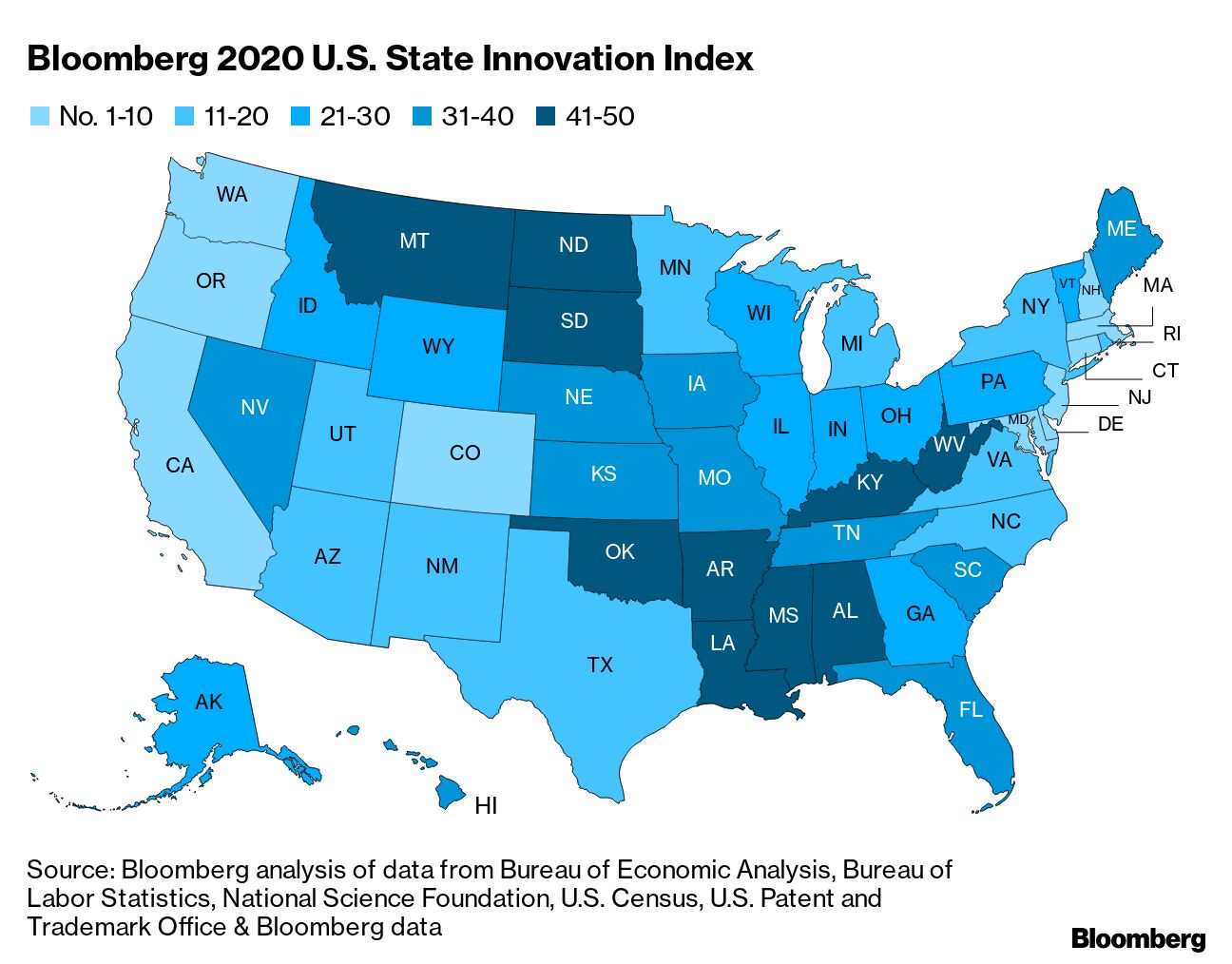 California Massachusetts Top Bloomberg State Innovation Index