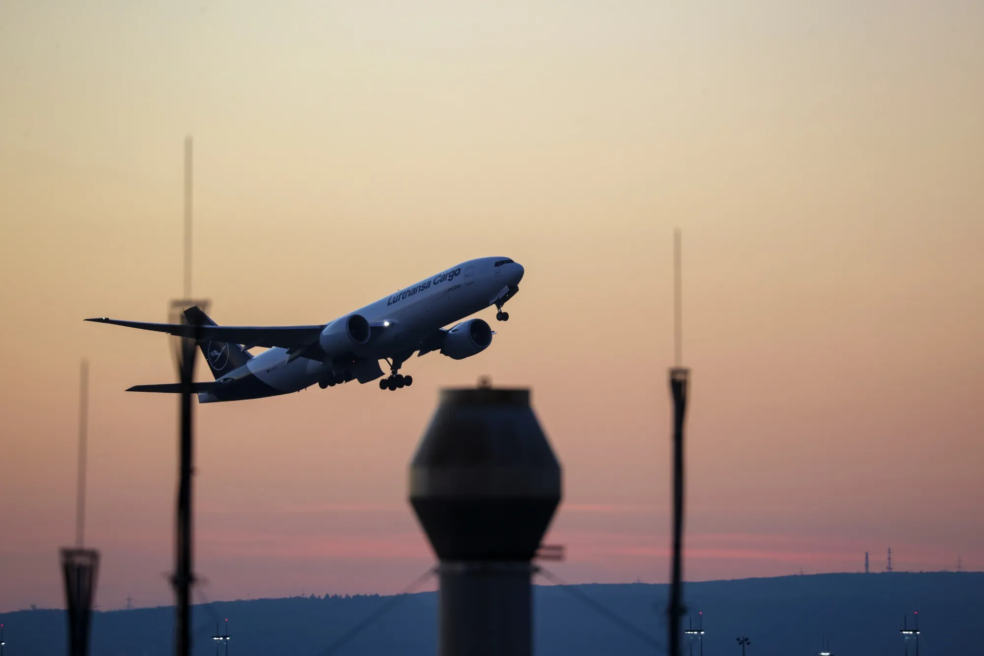A&nbsp;passenger jet, operated by Deutsche Lufthansa AG, at Frankfurt Airport.