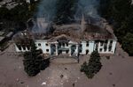 The destroyed Community Art Center following a strike in the city of Lysychansk.
