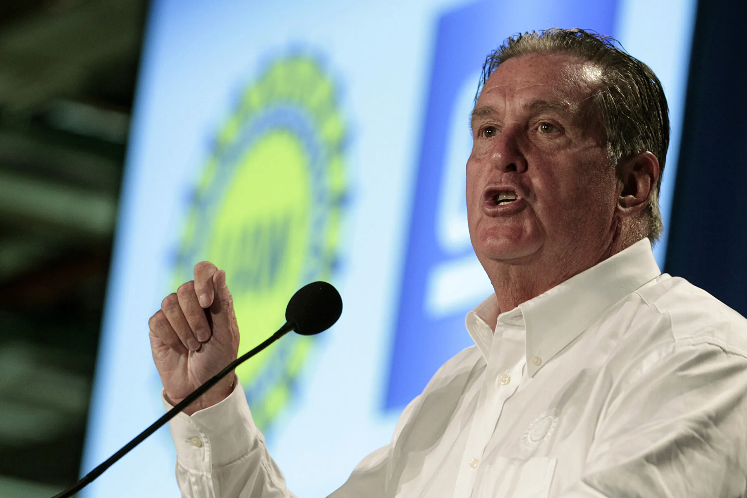 Joe Ashton speaks during an event at GM's assembly plant in Flint, Michigan, on July 18, 2011.&nbsp;