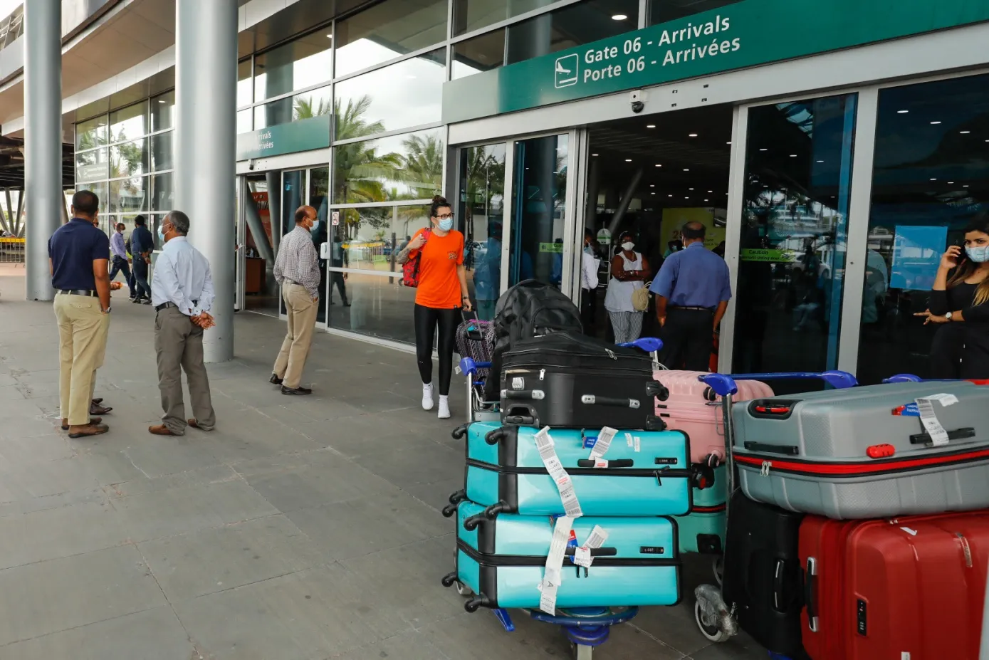 International tourists at the Sir Seewoosagur Ramgoolam International Airport in Mauritius.