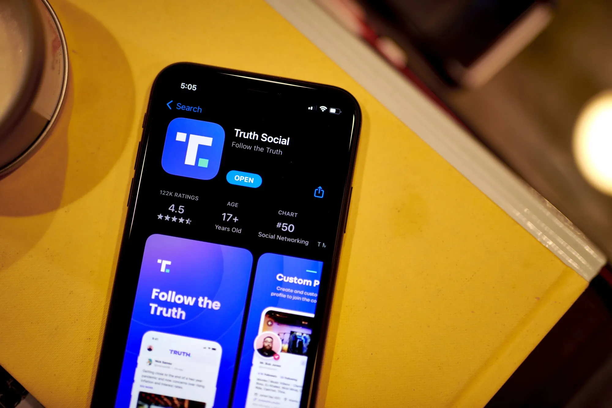 The Truth Social app.