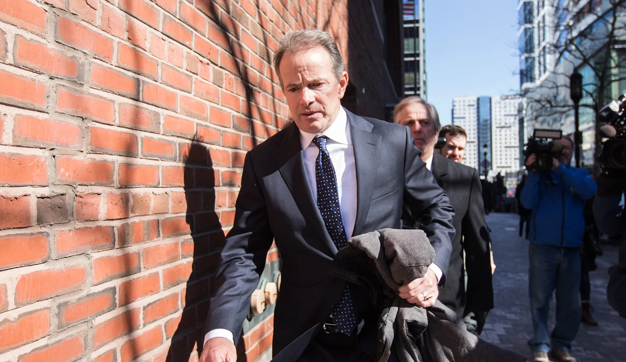 Gordon Ernst leaves court in Boston on March 25, 2019.