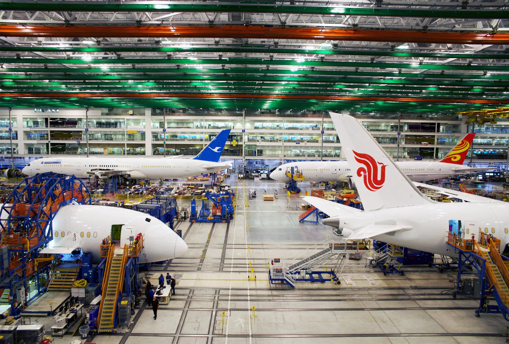 Boeing Dreamliner 787 planes on the production line at the company’s assembly facility in North Charleston, South Carolina.