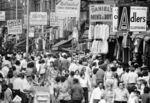 Orchard Street on the Lower East Side teems with shoppers in 1975.
