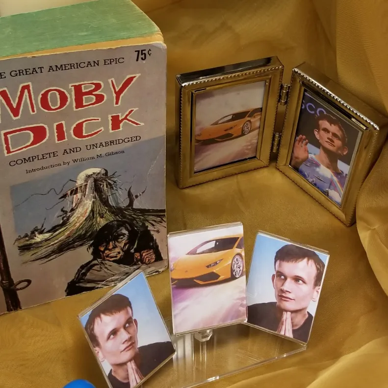 A shrine to the crypto gods, including Vitalk Buterin.&nbsp;