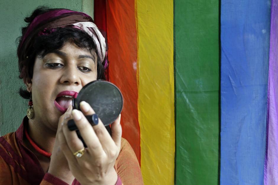 A gay activist prepares for the 2014 pride parade in Calcutta, India.