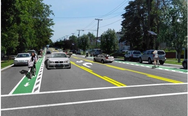 A rendering of a potential road diet on Livingston Avenue in New Brunswick, New Jersey.