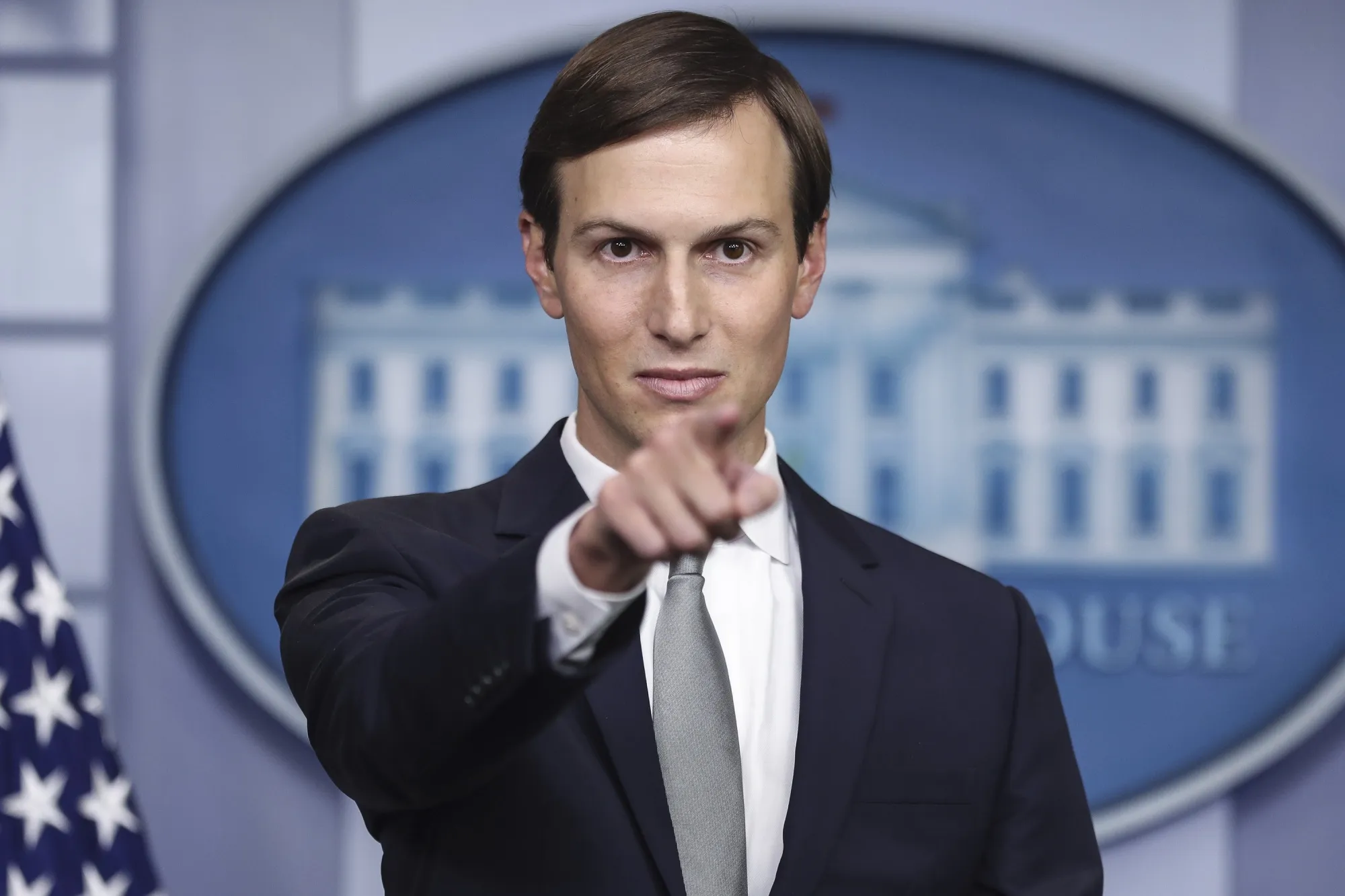 Jared Kushner gestures during a news conference at the White House in Washington, D.C. on Aug. 13.